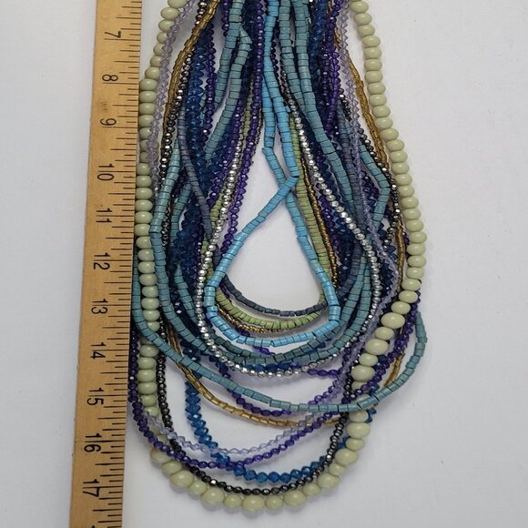 Necklace CHICO'S Multi-Strands Multi-Colors Beads Signed 17" BoHo Elegance - Picture 3 of 13